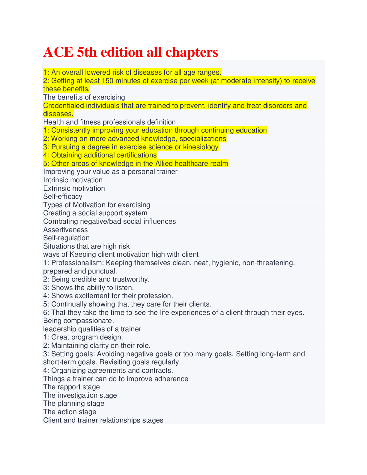 ACE 5th Edition All Chapters Terms And Explanations 2022/2023